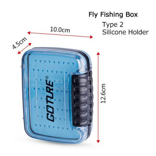 Goture Portable Waterprooof Fly Fishing Tackle Box Two-sided Multiple Silicone Holders