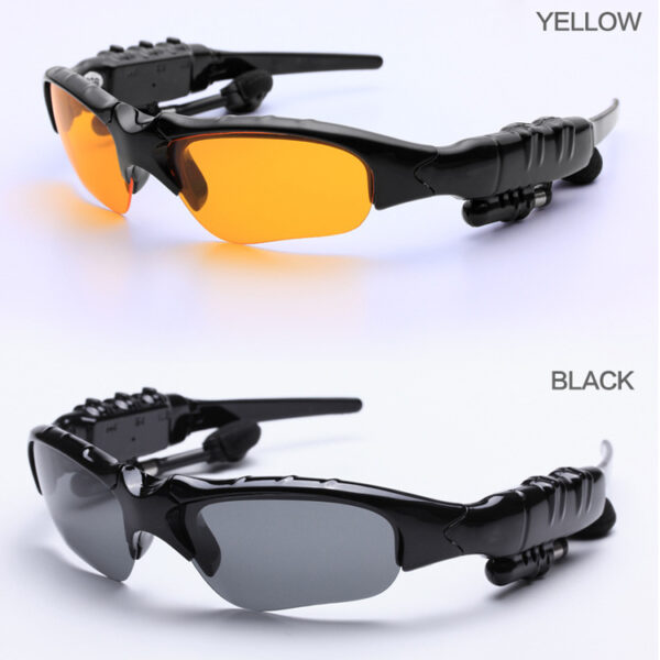 Sports Stereo Wireless BT4.0 Headset SunGlasses with Yellow and Black glass
