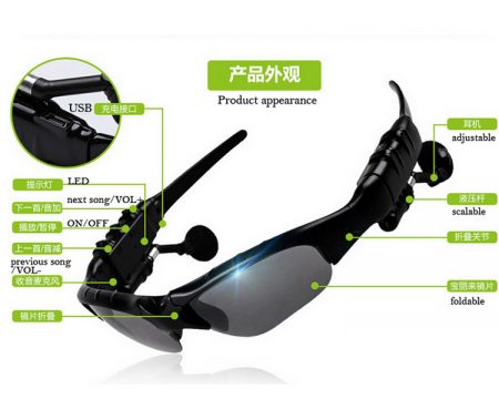 Sport Sunglasses Headset with Bluetooth Connectivity