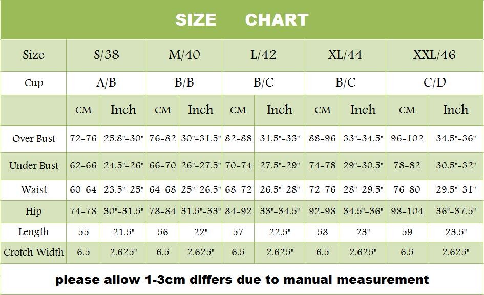 OnePiece Swimsuit Swimwear Women Sport Sexy Backless Bodysuits Swimsuits Bathing Suits Size Chart