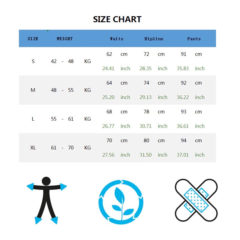 Women Gym Fitness Yoga Set Size Chart