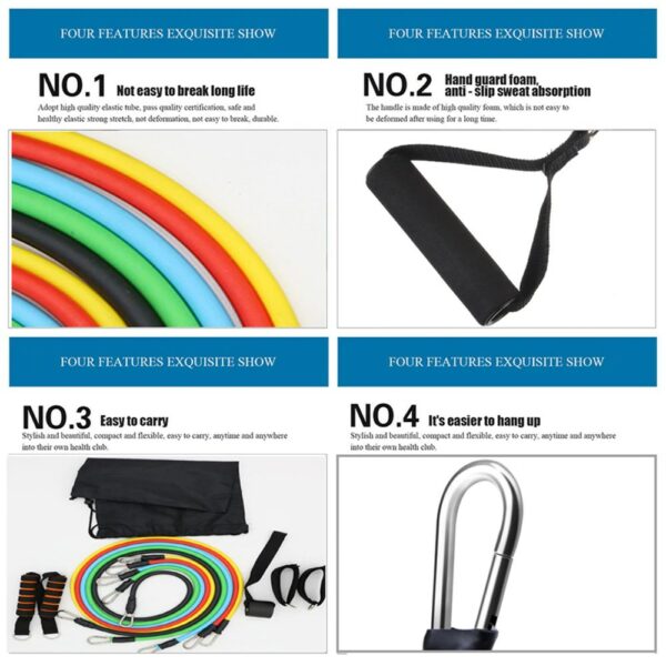 11pcs set Pull Rope Fitness Exercises Resistance Bands Latex Tubes Excerciser Body Training Gym Home Workout Features