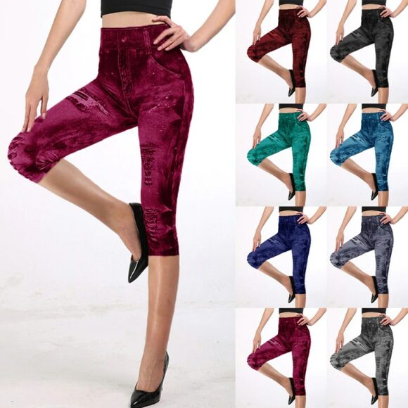 Fashion Jeans Looking Capri Leggings