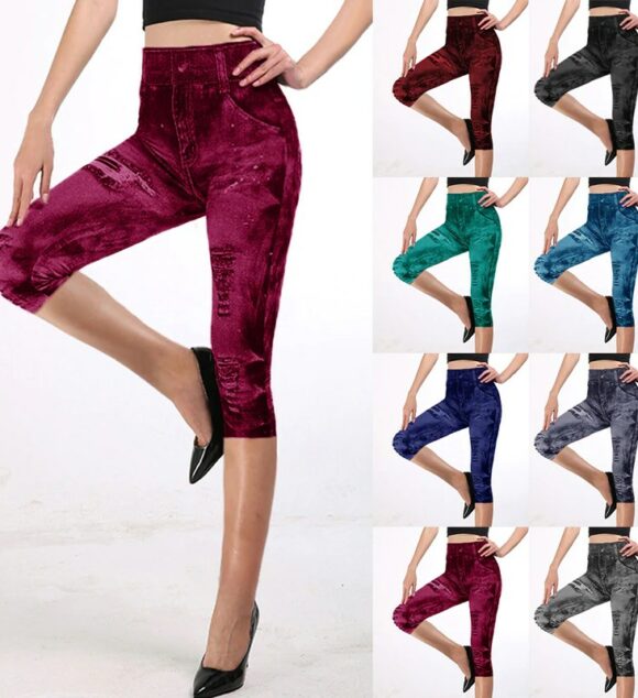 Fashion Jeans Looking Capri Leggings