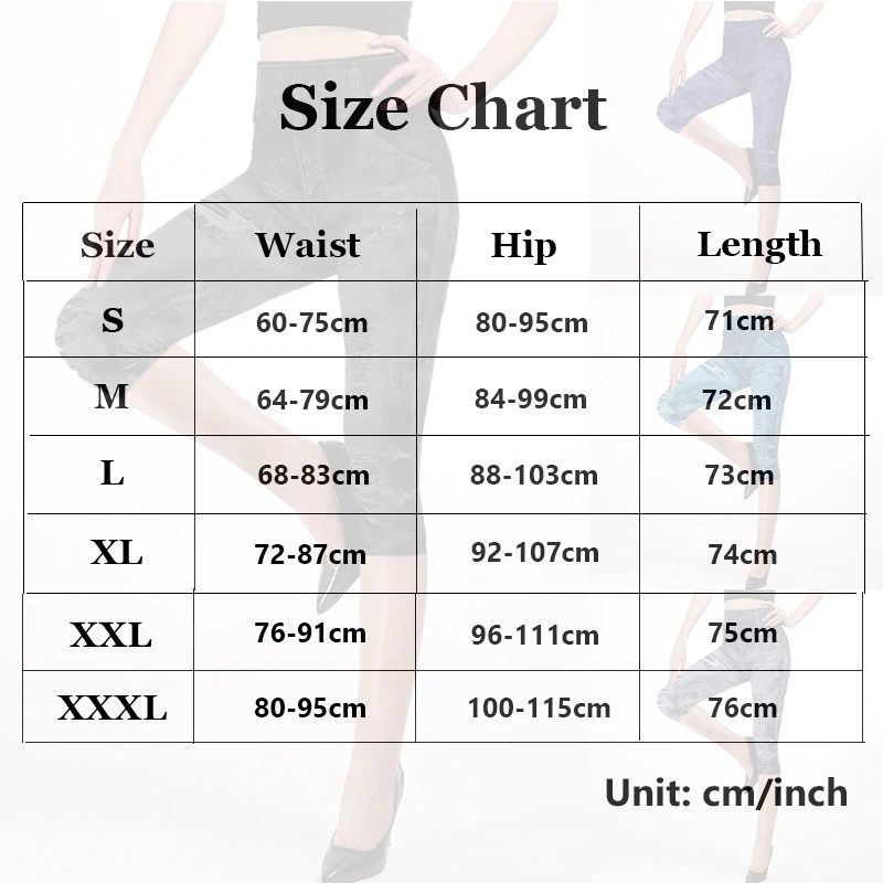 Fashion Jeans Looking Capri Leggings Sizes