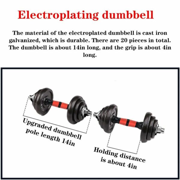 Home Gym Adjustable Weight Dumbbell Set Free Weight Set With Connecting Rod 50KG 110LB Adjustable Dumbell Electroplating dumbell