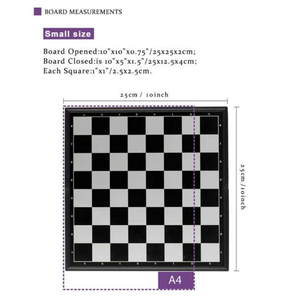 Magnetic chess and checkers set for professional tournaments and recreation.