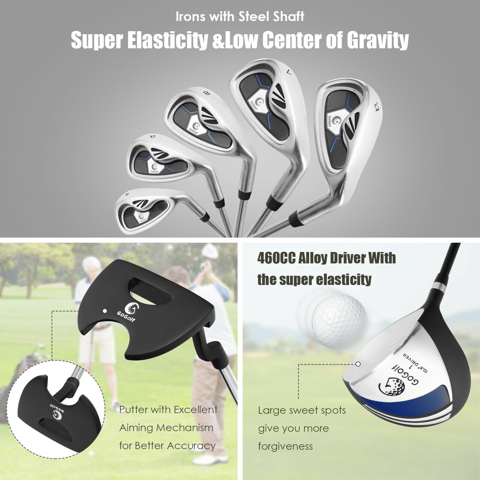 10 Pcs mens Complete Golf Club Set with Alloy Driver golf clubs iron set Womens Ladies Female Girls Half Golf Clubs