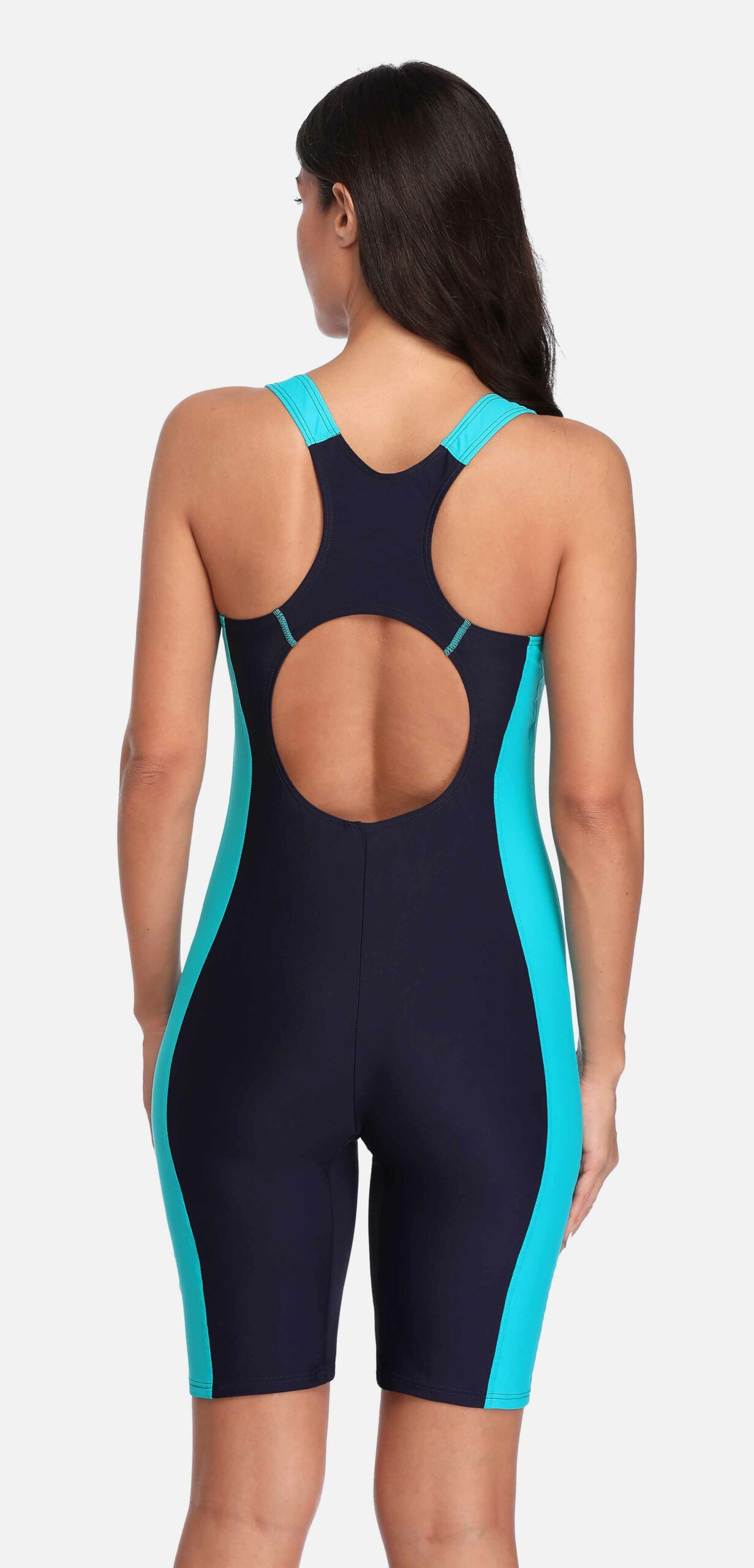 Anfilia One Piece Women Pro Sports Swimwear Boyleg Knee-length Sport Swimsuit Patchwork Bikini Beach Wear Bathing Suit