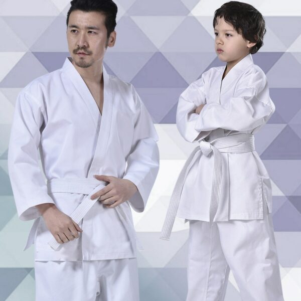 Professional White Karate Uniform with Waistband Belt Taekwondo Suit For Adult Children Women Men Kung Fu Training Gym Clothes