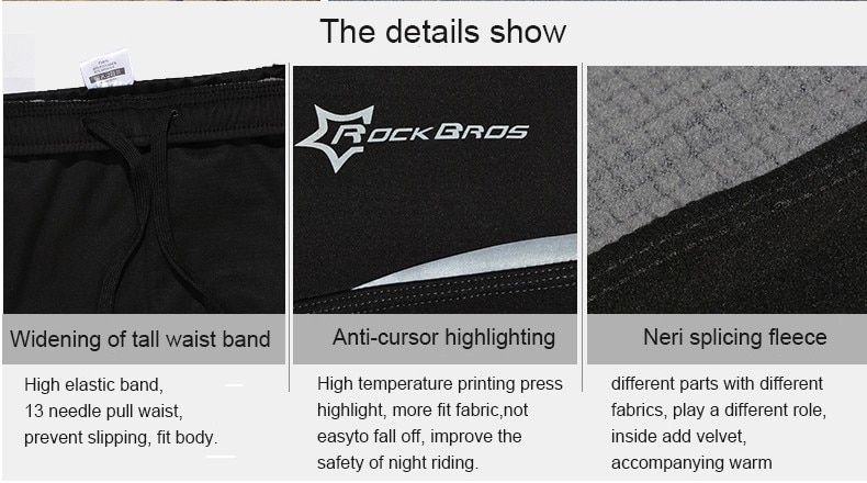 ROCKBROS Winter Bike Pants Men Women Thermal Warm Long Cycling Pants Fleece Reflective Windproof MTB Sports Bicycle Trousers