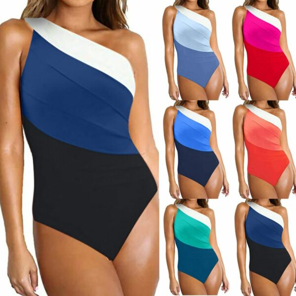 Women new fashion summer Bikinis Multi Color Sexy Solid Color High Waist Conjoined Body Swimsuit Bikini Купальник Женский 2021