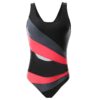 Women Racer Back Swimsuits with Striped Patchwork