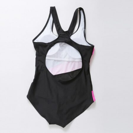 Women Racer Back Swimsuits with Striped Patchwork