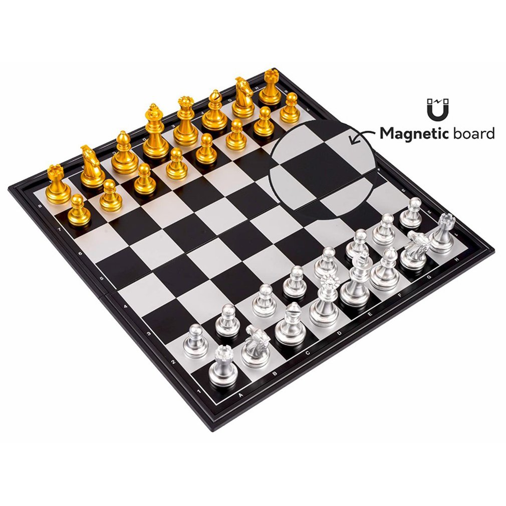 Medieval Chess Set With High Quality Chessboard 32 Gold Silver Chess Pieces Magnetic Board Game Chess Figure Sets Szachy Checker