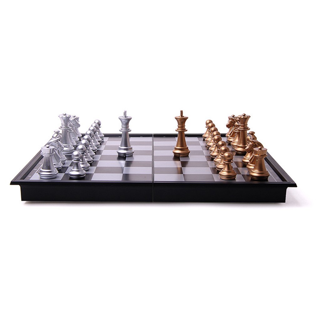 Medieval Chess Set With High Quality Chessboard 32 Gold Silver Chess Pieces Magnetic Board Game Chess Figure Sets Szachy Checker