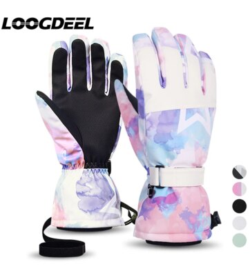 Ski Gloves Warm Winter Snowmobile Snow Snowboard Thermal Gloves Waterproof Touchscreen Function Windproof Plush Mittens