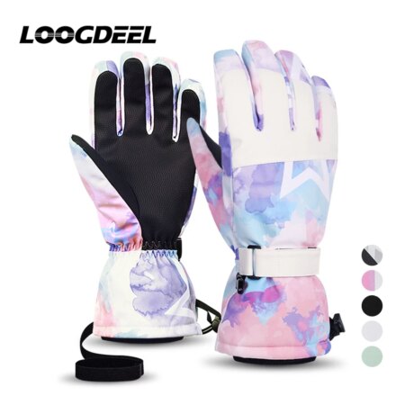 Ski Gloves Warm Winter Snowmobile Snow Snowboard Thermal Gloves Waterproof Touchscreen Function Windproof Plush Mittens