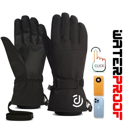 Ski Gloves Warm Winter Snowmobile Snow Snowboard Thermal Gloves Waterproof Touchscreen Function Windproof Plush Mittens