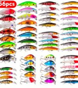 56 Pieces/Batch Multifunctional Bait Set with Hook, Crank Bait and Spinner - Great for Carp and Other Fish