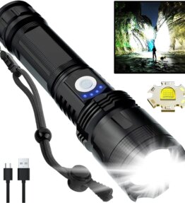 Super Bright Flashlight Rechargeable High Powerful Aluminum Alloy Led Torch Zoom Usb Hand Lantern Outdoor Tactical Flash Light