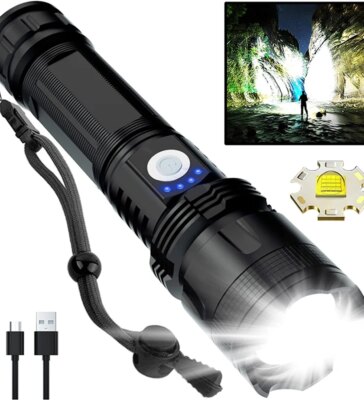 Super Bright Flashlight Rechargeable High Powerful Aluminum Alloy Led Torch Zoom Usb Hand Lantern Outdoor Tactical Flash Light