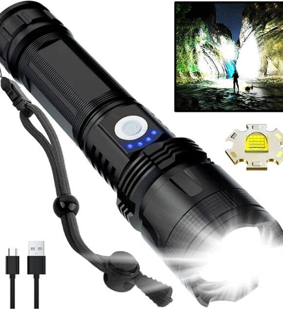 Super Bright Flashlight Rechargeable High Powerful Aluminum Alloy Led Torch Zoom Usb Hand Lantern Outdoor Tactical Flash Light